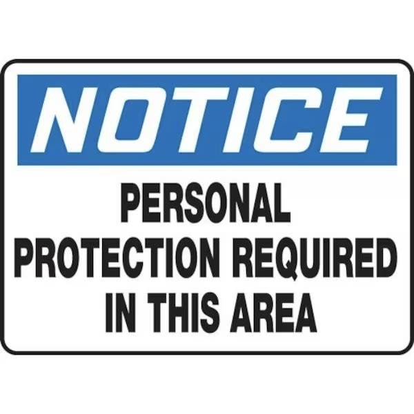 Accuform PERSONAL PROTECTION REQUIRED IN THIS AREA, Adhesive Poly, 10 in x 14 in, Adhesive MPPE823VS - main